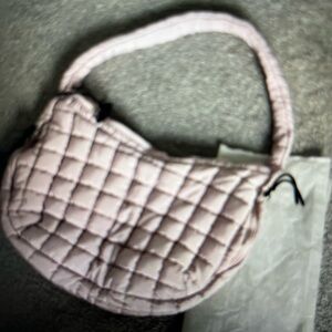 Pale Pink Quilted Puffer Nylon Tote Purse Bag w/Dust Cover-New Without Tags